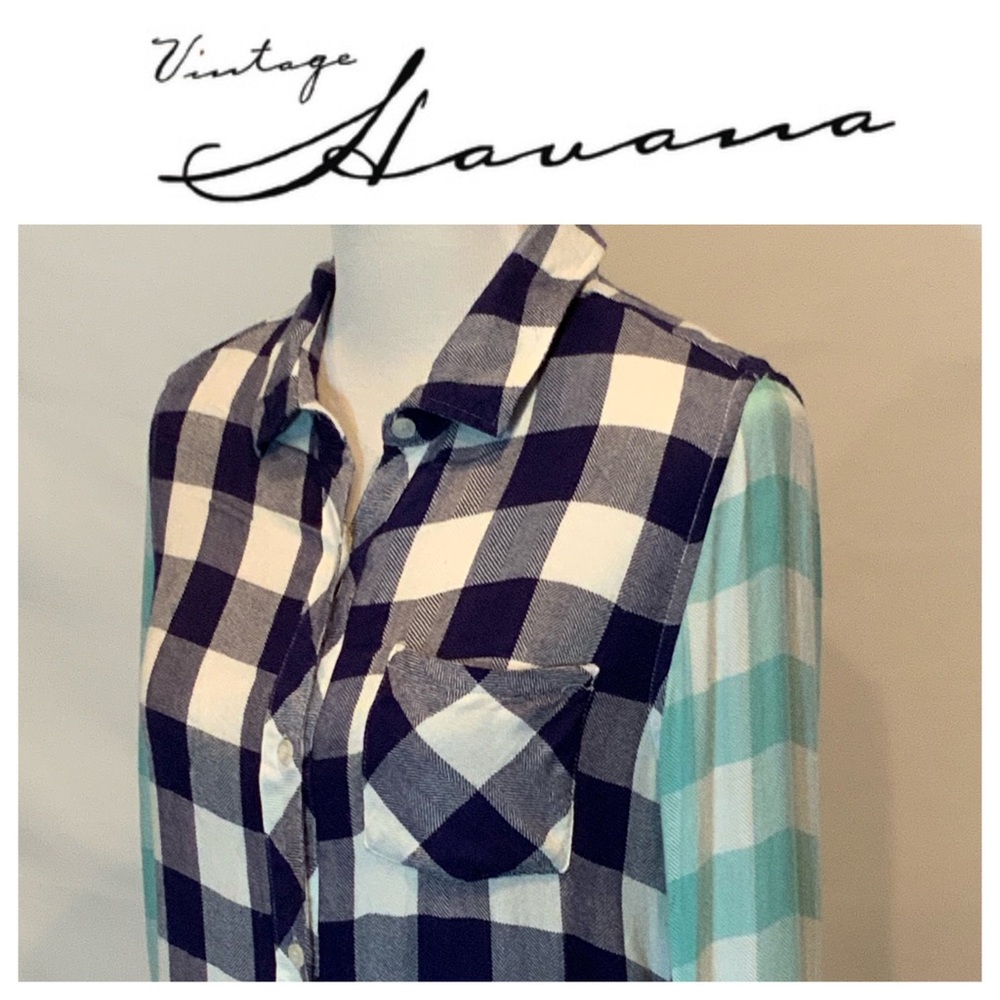Vintage Havana plaid button down long sleeve sm